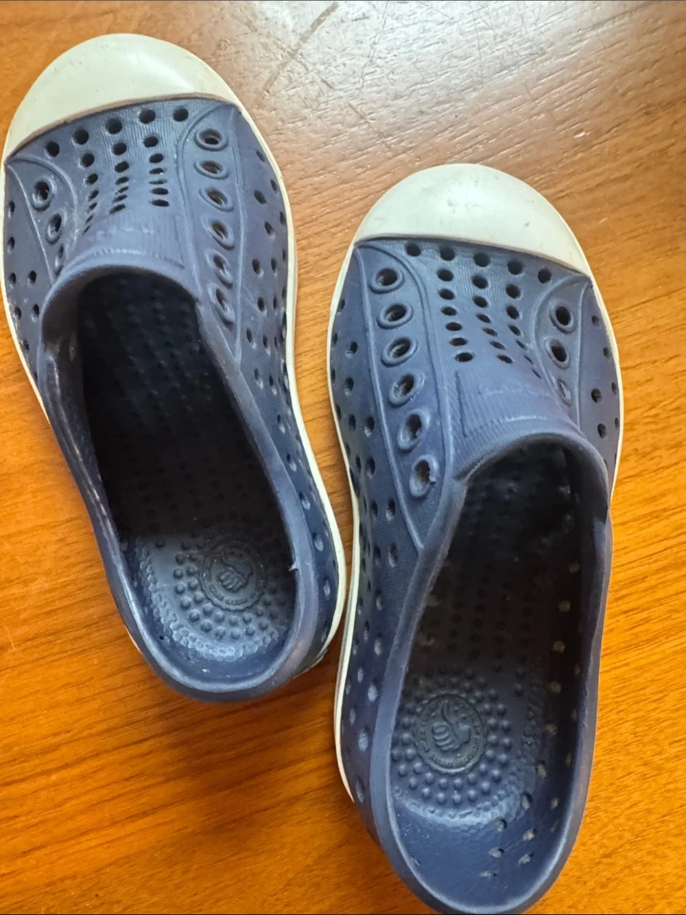 Native Shoes Kids Navy Blue Slip-On Water Sneakers with White Toe Caps